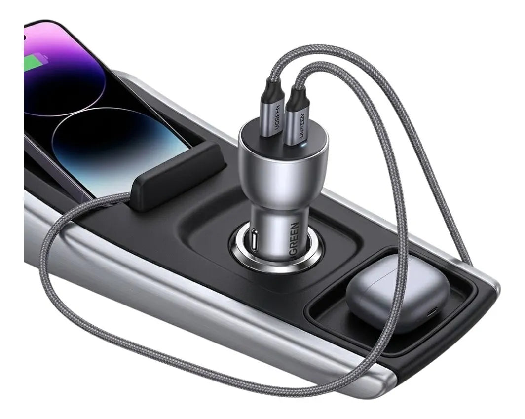 Ugreen Cargador Carro 60w. 2 Puertos Usb - C