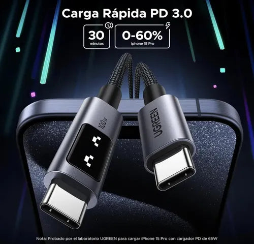 Cable tipo C a C UGREEN 100W 1 metro